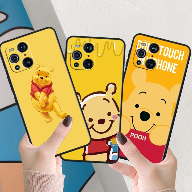 Winnie Disney Pooh For OPPO Find X6 X5 X3 X2 F21S F21 Pro Lite Neo Black Silicone Fundas Soft Cover Capa Phone Case