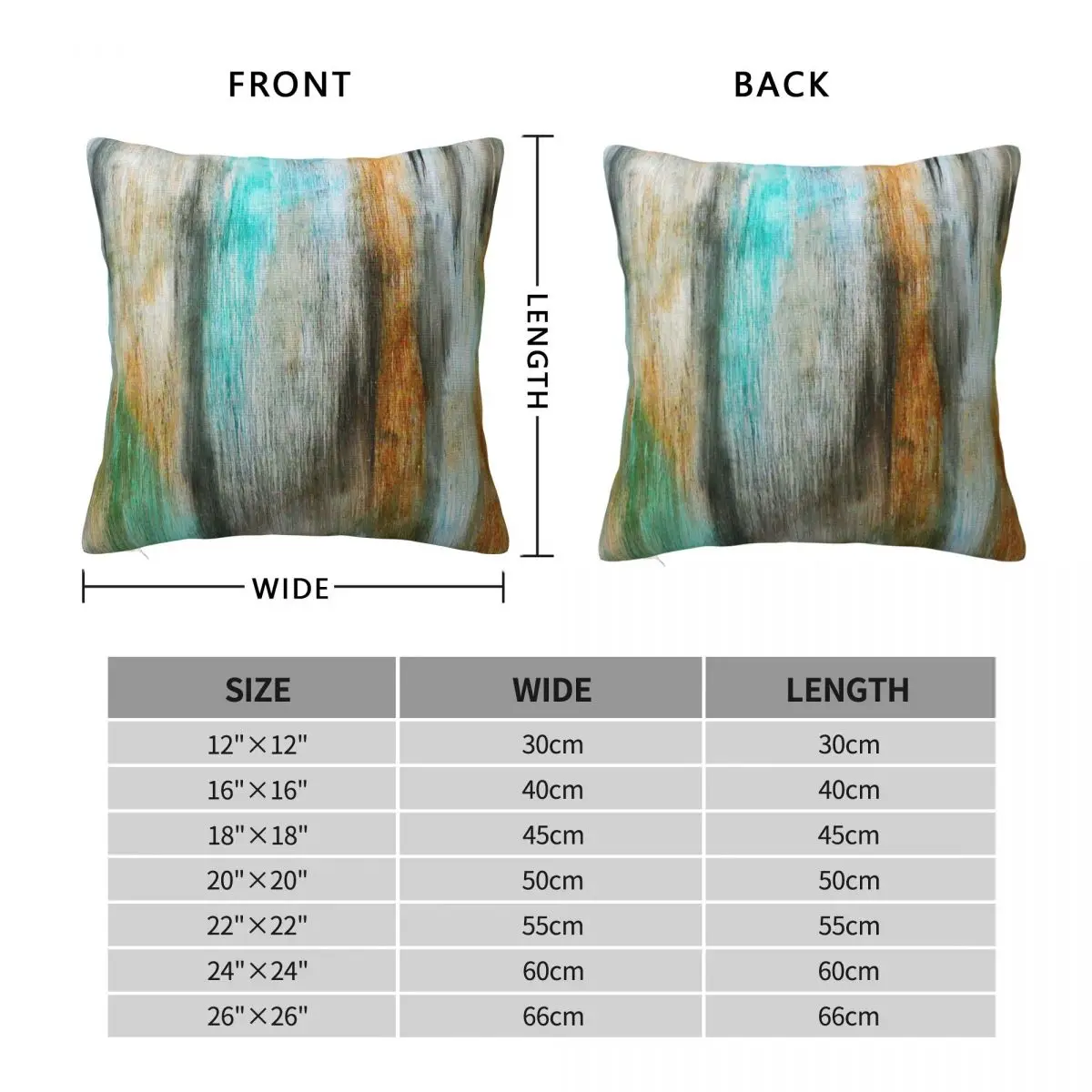 Aqua Orange White Abstract Streaks Square Pillowcase Polyester Linen Velvet Pattern Zip Decor Pillow Case Home Cushion Case 18