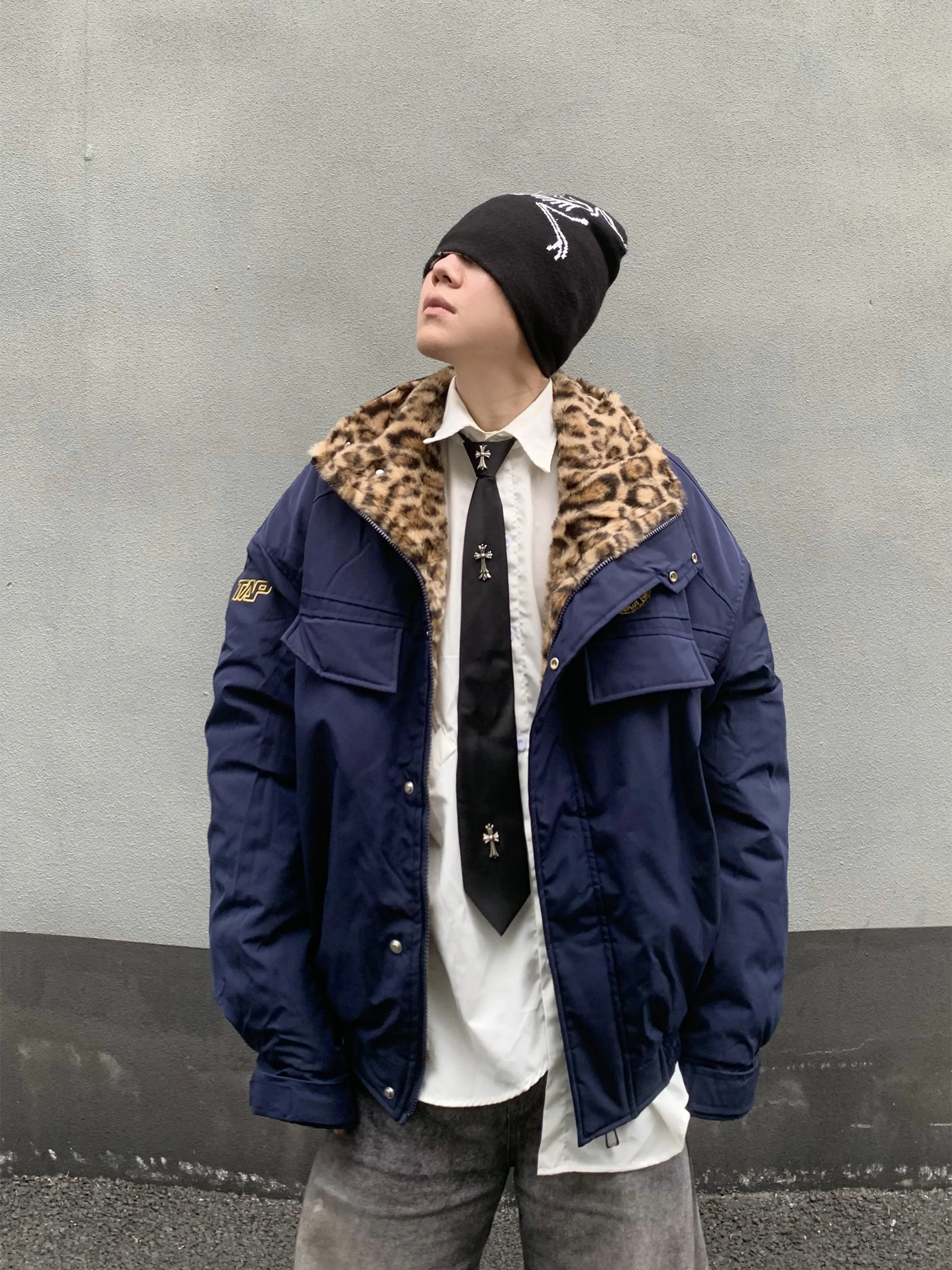 

Ретро-куртка с леопардовым принтом в американском стиле, из хлопка, для мужчин и женщин, парная верхняя одежда, теплая, утепленная, молодежная, рабочая одежда