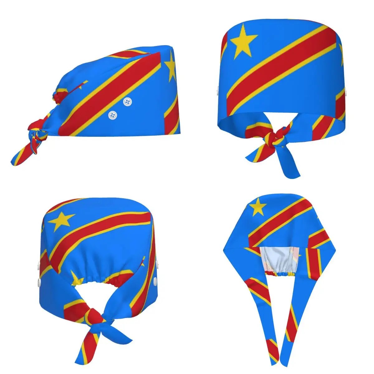 National Flag Democratic Republic Of The Congo Scrub Hat Doctor Working Surgical Cap Unisex Adjustable Nursing Caps for Dentist