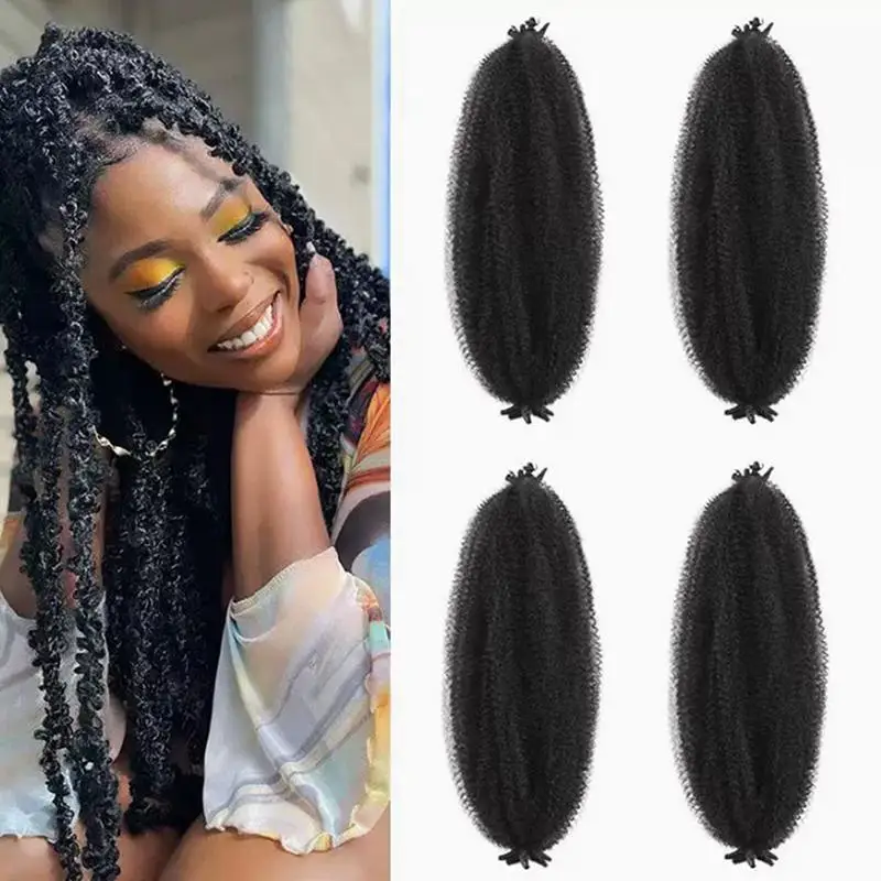 Synthetic Locs Crochet Springy Afro Twist Hair 16Inch Synthetic Pre-Separated Afro Kinky Twist Crochet Hair Extension For Women
