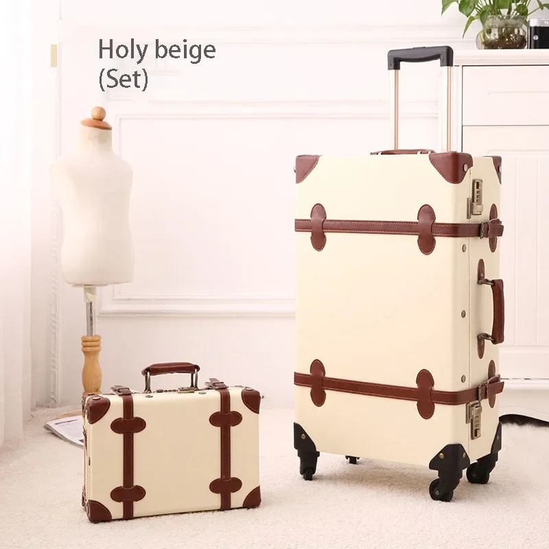 Retro Suitcase Trolley Luggage Set  Women Cabin Travel suitcase Rolling Luggage Bag Universal Wheel 20 inch Men Password Trunk