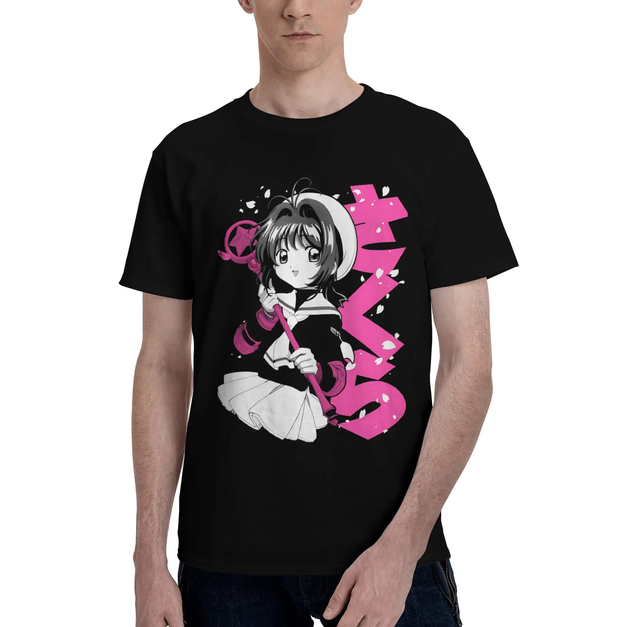 Sakura Bloom Graphic Funny 100% Cotton T-Shirt Bandai Cardcaptor Sakura Tops Tees For Men