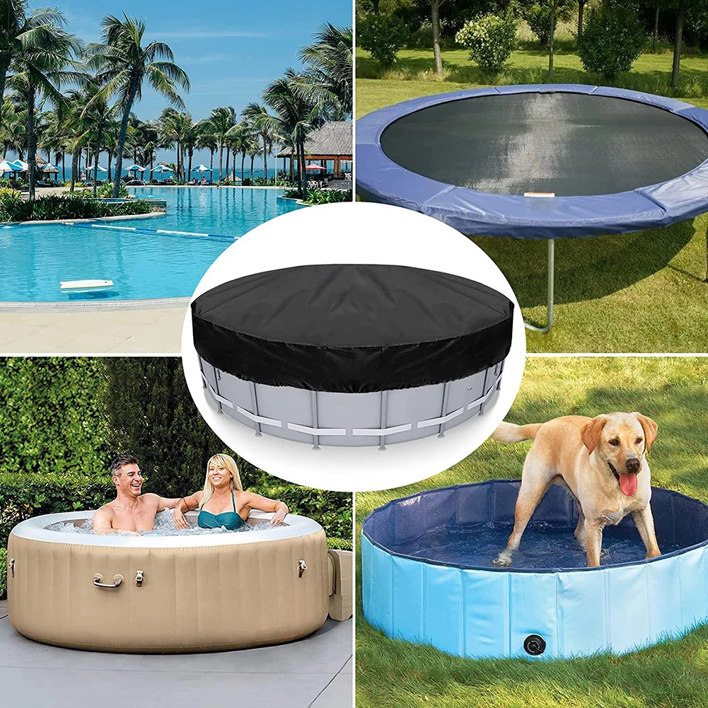 Round Pool Cover for 120cm Inflatable Pool with Secure Rope Attachment to Prevent Displacement in Windy Conditions