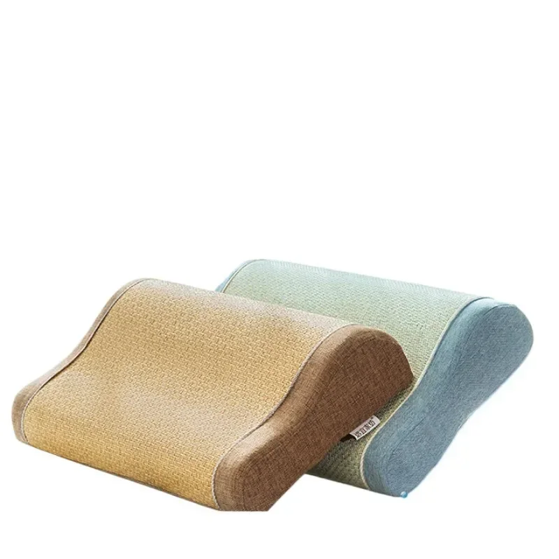 Summer rattan mat cold pillow multi-functional cervical spine pillow neck memory cotton single pillow men, sesame flowering