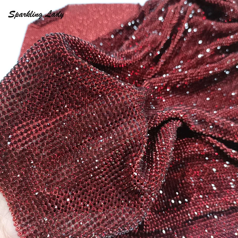120 X 30 cm Luxury Crystal Fabric 2mm Aluminum Rihnestone Mesh Fabric for Bags Necklace Earrings DIY Project