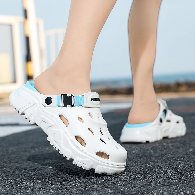 Herren- und Damen-Paar-Sommer-Outdoor-Rutschfeste, geruchshemmende, geschlossene Zehenpantoffeln, große Strand-Sandalen und Pantoffeln für – Detail 27