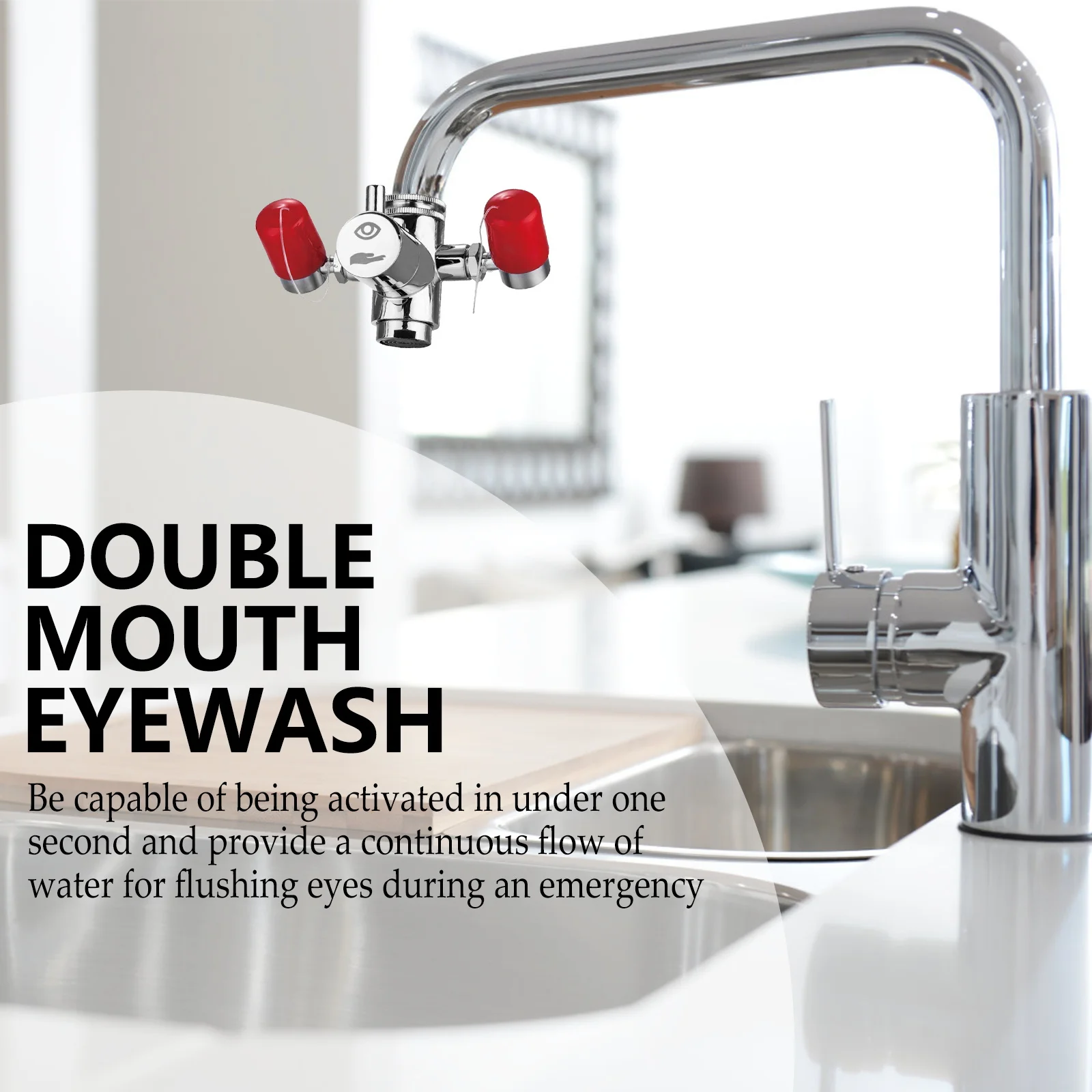 

Faucet Mounted Eyewash Station Eye Flush Shower Equipment Adjustable Direction Continuous Flow Emergency Industrial Labs Offices