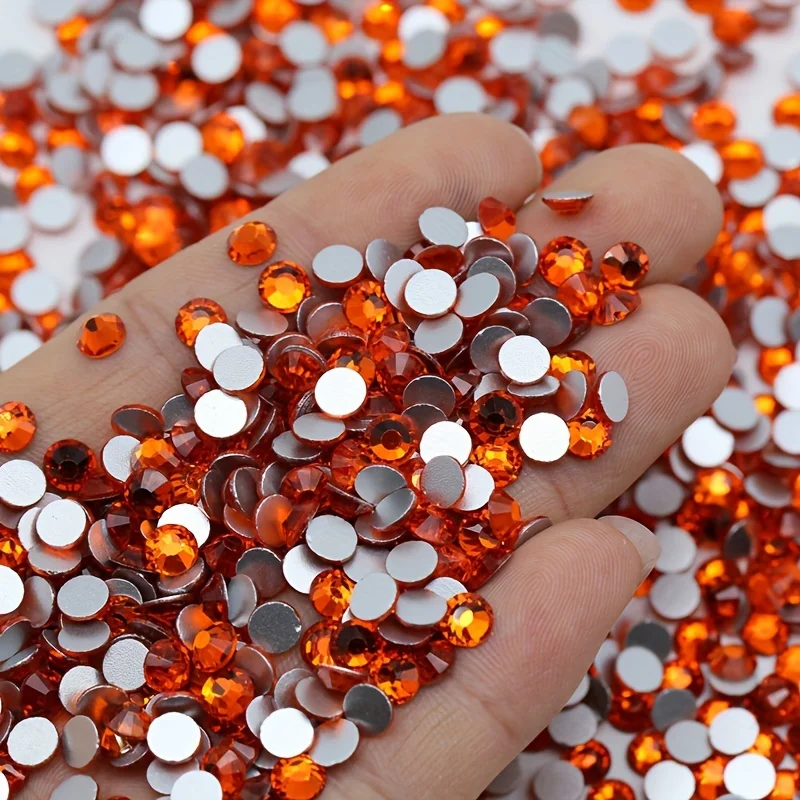 1440PCS SS4-40 Hyacinth Glass Orange Red Nail Art Decorations Non Hotfix FlatBack Rhinestones Loose Stones Crystals  Strass DIY