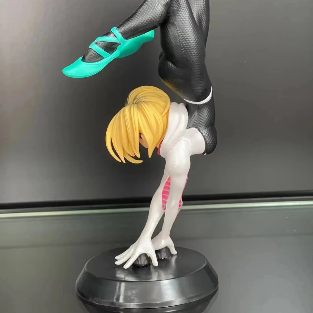 18cm Spider-Gwen Action Figure Into The Spider-Verse Pvc Model Anime Collectible Doll With Display Base Movie Accurate