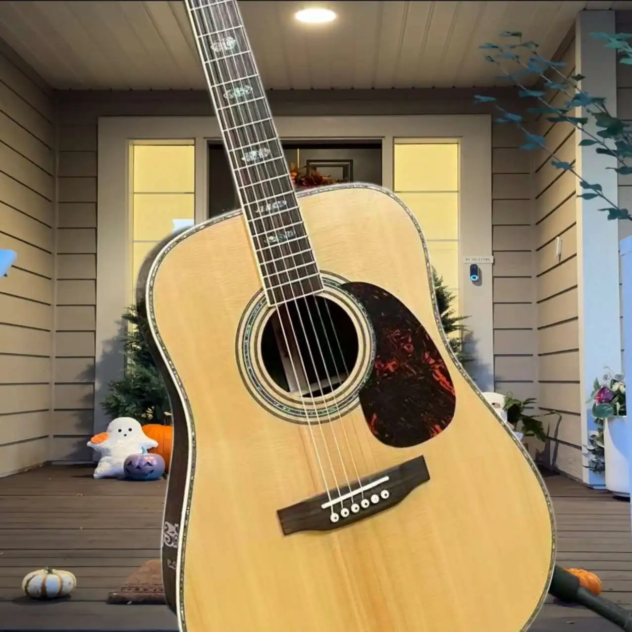 D41 Acoustic Guitar Natural Black Teardrop Pickguard Balanced Rich Tone Beginner Intermediate Strumming Fingerstyle 20 Tone