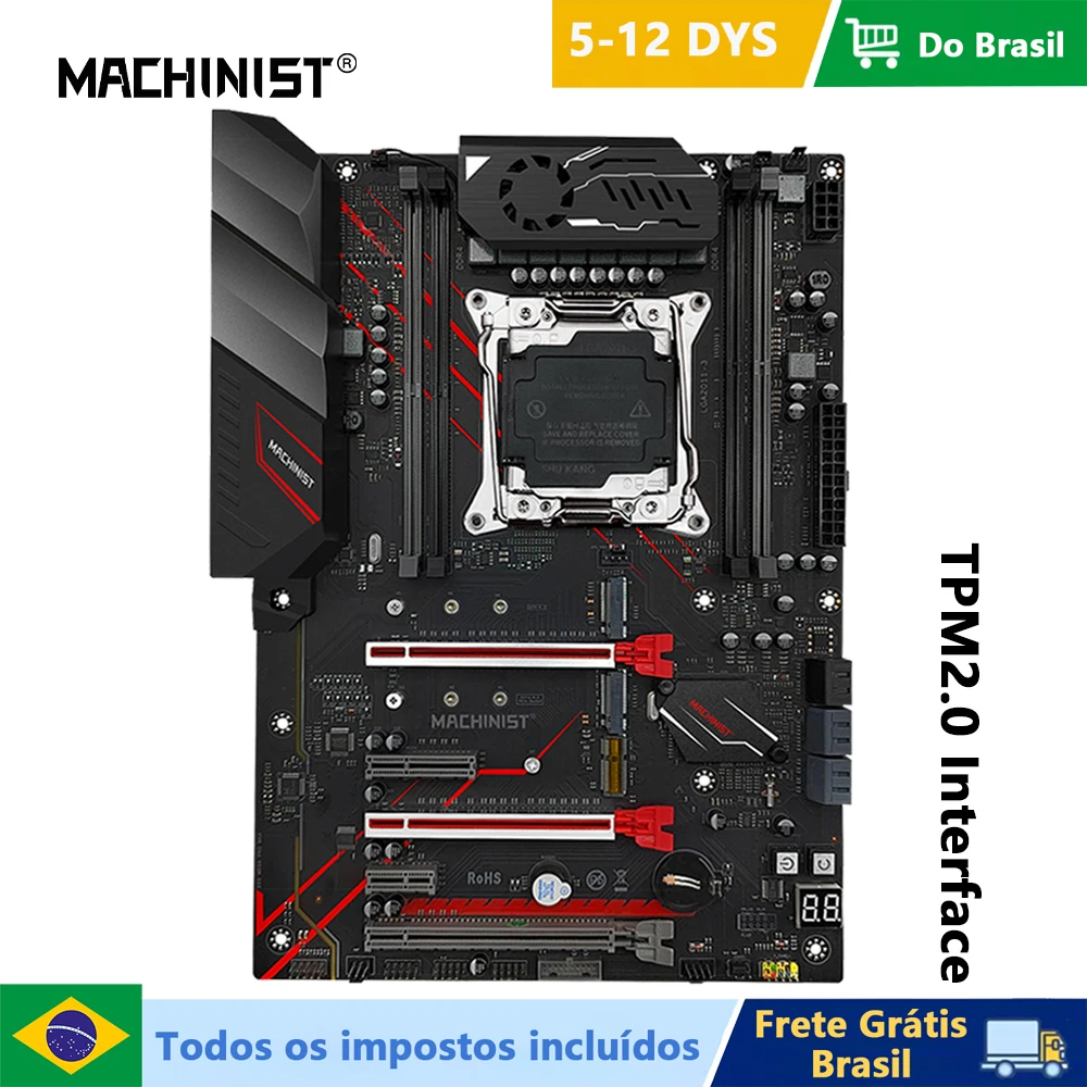 Placa-Mãe MACHINIST X99 TPM 2.0 com Suporte para Memória DDR4 Quatro Canais e CPU Xeon E5 V3/V4 LGA2011-3 NVME M.2 USB3.0 MR9A PRO MAX