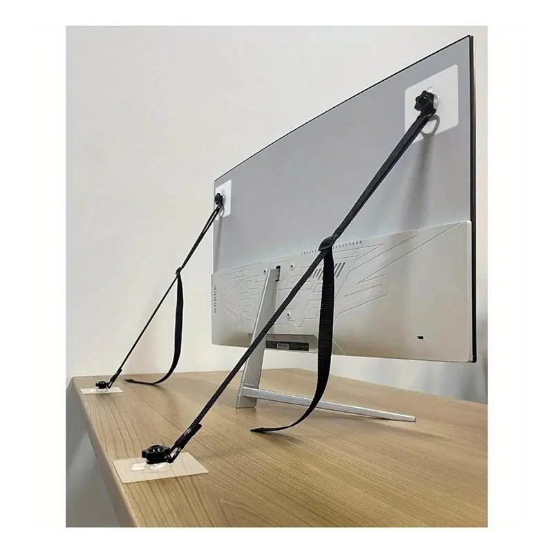 TFTP-2 Pcs Adjustable TV Safety Straps No-Drill Adhesive Anti-Tip Furniture Anchors For Baby Proofing, Fix To Wall