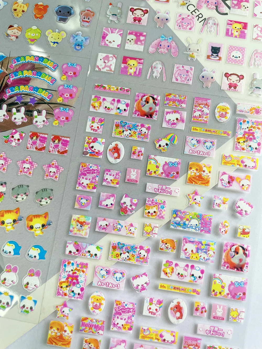 

Pink Sweet Cute Animals Little Rabbit Panda Rat Nails Stickers Self-Adhesive Slider Diy Expression Scrapbook Decorative Stickers