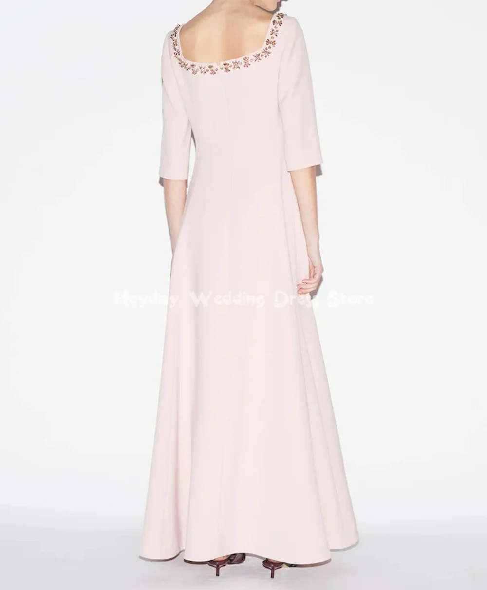 Heyday レディース スクエアネック ビーズ Aライン フロア丈 サウジアラビア風 イブニングドレス 七分袖 フォーマル エレガント パーティー ドレス 2025