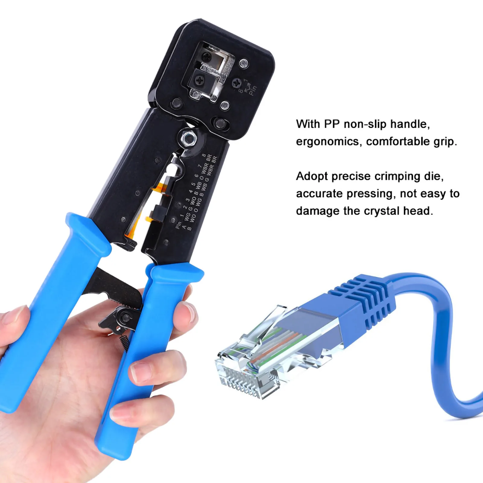 Alicate de Crimpagem Multifuncional 1PC para Cabos de Rede, Decapador de Fios e Ferramenta para Terminação de Cabos Ethernet