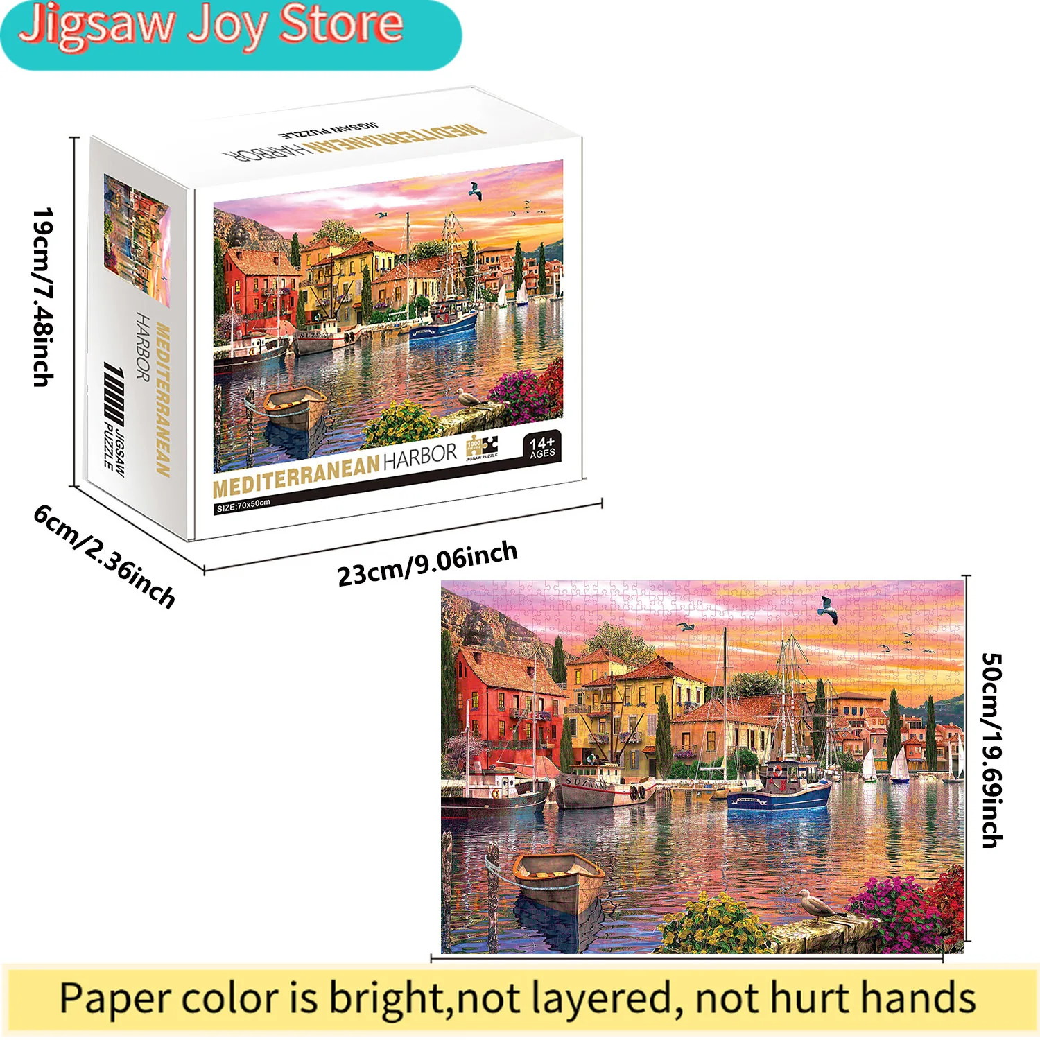 1000 ชิ้นจิ๊กซอว์ปริศนาเมดิเตอร์เรเนียนฮาร์เบอร์ตกแต่งบ้านผู้ใหญ่เกมปริศนาความสนุกสำหรับครอบครัวปริศนาพื้นของเล่นเพื่อการศึกษาสำหรับเด็ก