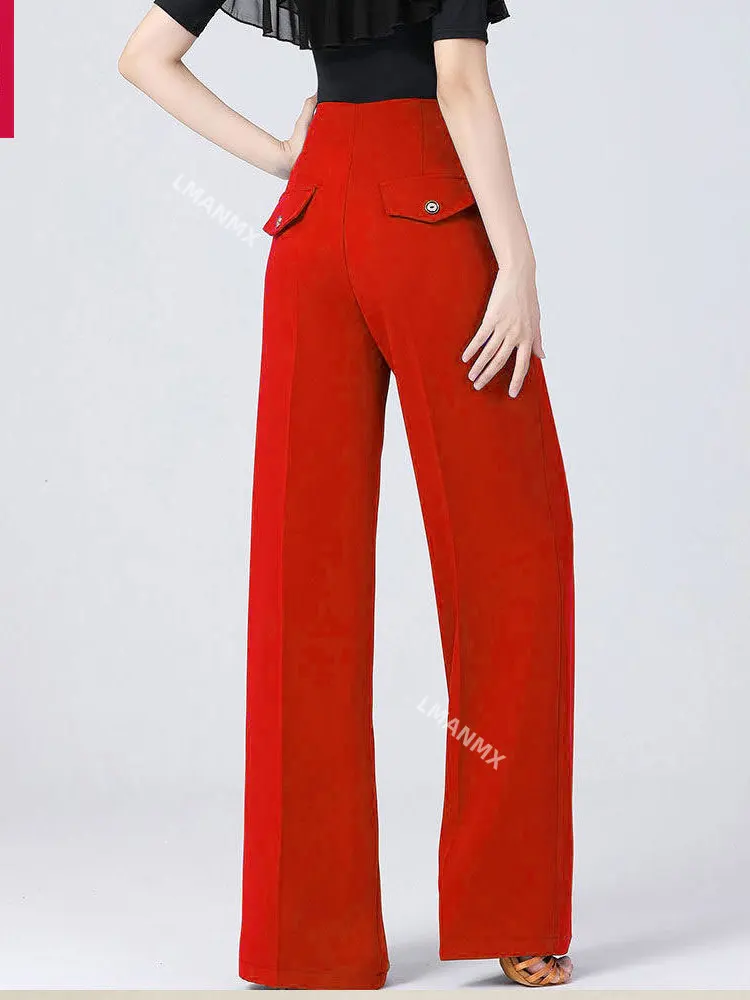 High Waist Modern Dance Party Pants Original Carnival Women Costumes Jazz Solid Color Ballet Wear European Clothing Button Use