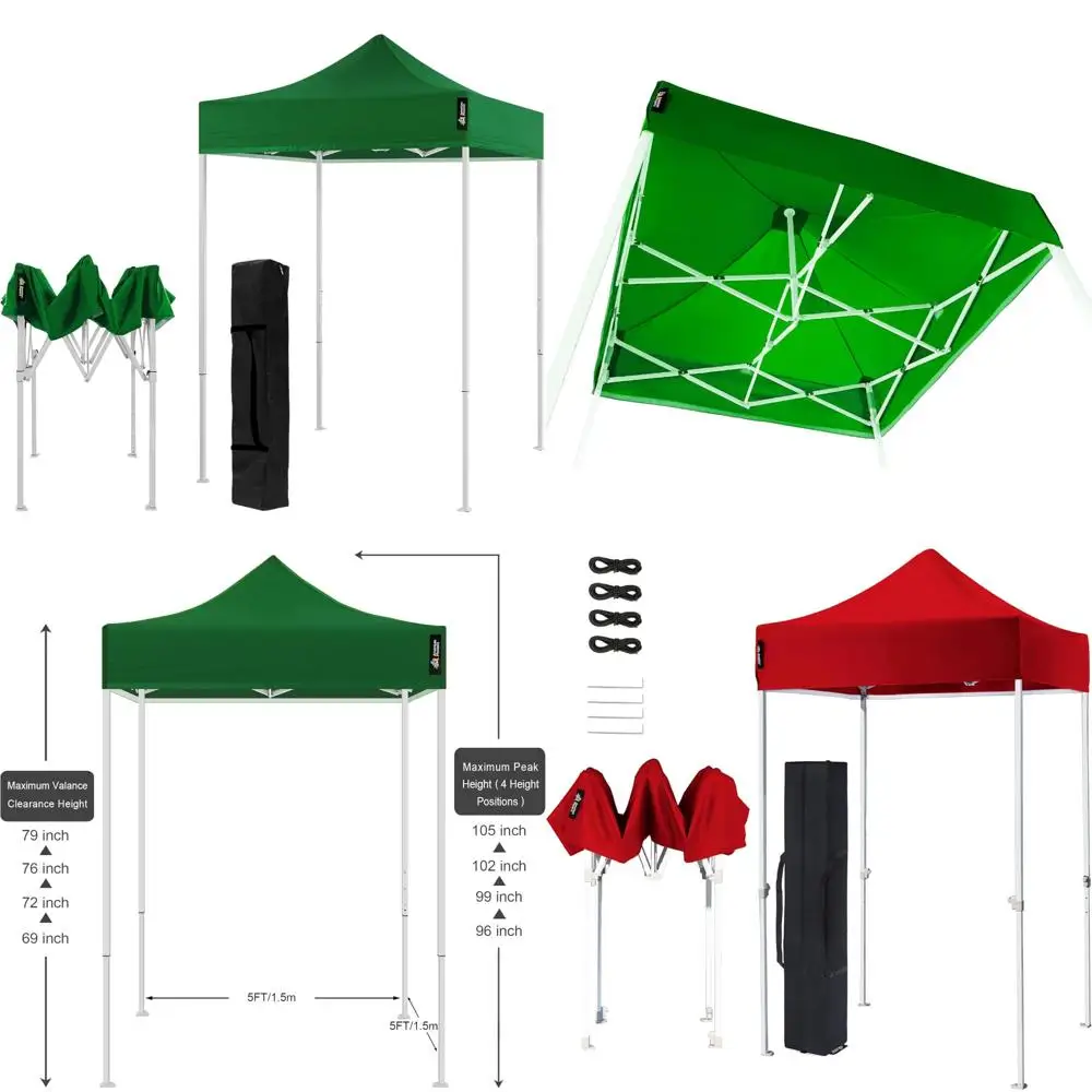 

Портативная уличная всплывающая палатка мгновенного укрытия 5x5 для пляжа и коммерческого использования - зеленый