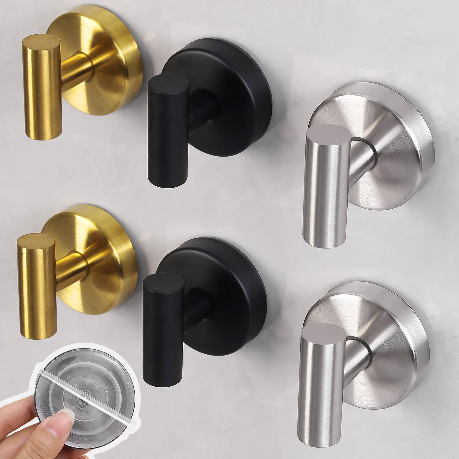 6/1PC Stainless Steel Hook Strong Vacuum Suction Cup Hooks Wall Mounted Bathroom Kithcen Holder Towel Robe Coat Key Door Hangers