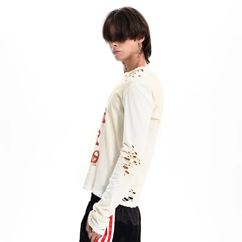 LUZHEN 2026 New American Style Printed Round Neck Casual T-shirts Men's Fashion Handsome Pure Cotton High Quality Clothes JY8683
