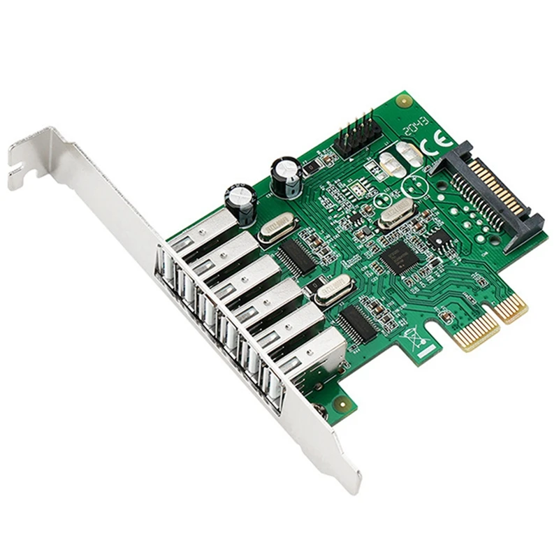 

Pcie To USB 2.0 Adapter Card, Pcie X1 To 6 Interface USB2.0 Expansion Card, Built-In SATA Power Interface