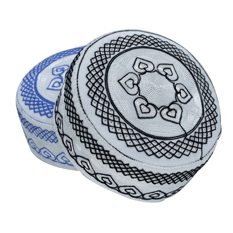 Chapéu de oração muçulmano masculino chapéu de algodão bordado arábia saudita chapéus islâmicos topkippot turbante musulman judeu kippah homme hat