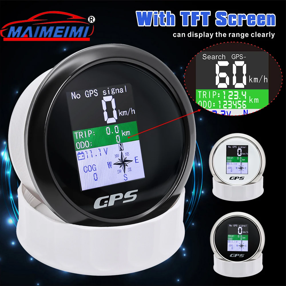 

85mm GPS Speedometer With GPS Antenna Waterproof Odometer Trip ODO COG Voltmeter compass TFT Screen Speed Gauges
