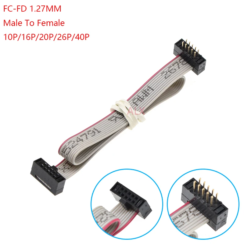 1Pcs Fc-Fd Dc4 Idc 1.27mm Pitch Male To Female Connector 10/20 Pin Flat Ribbon Download Data Cable