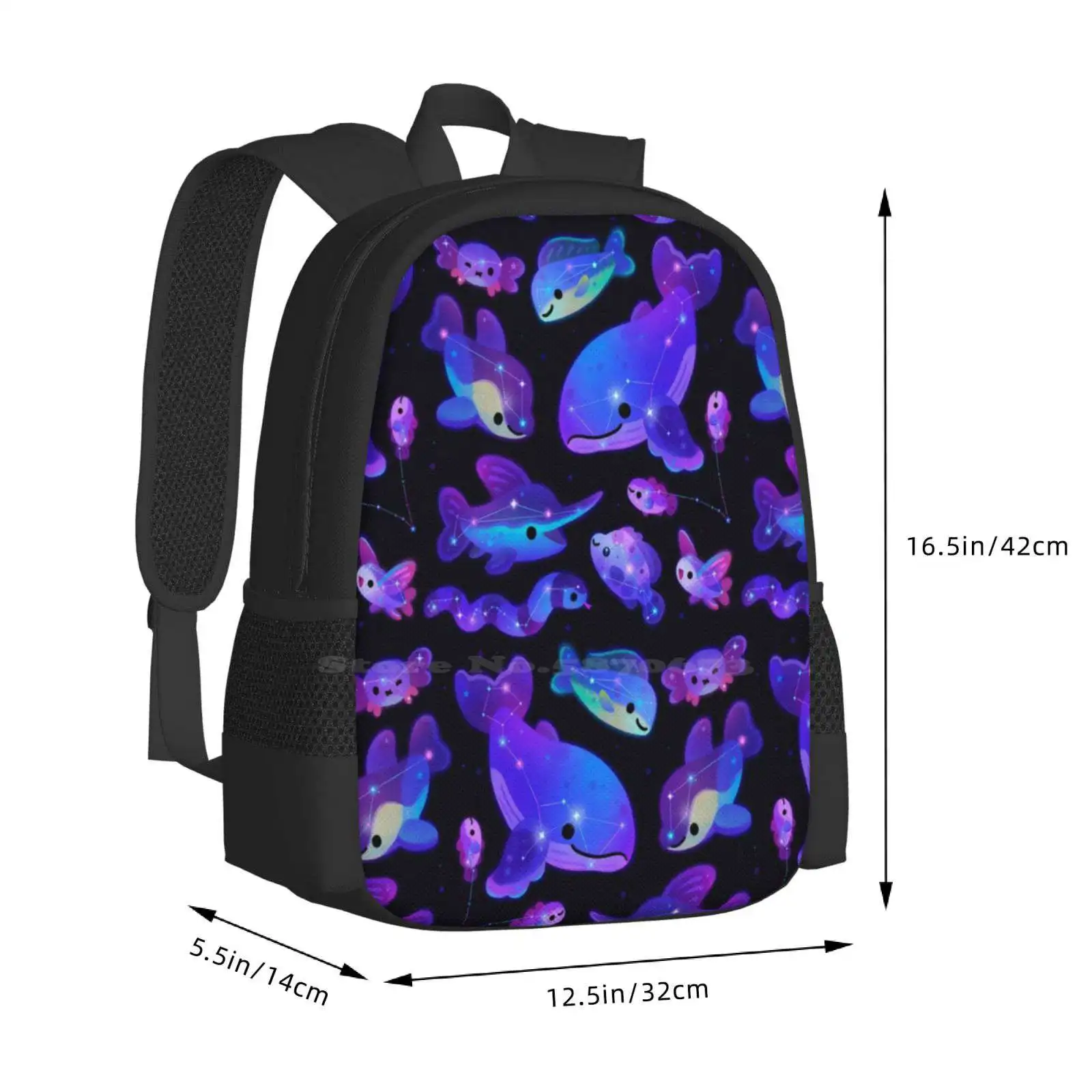 Mochila escolar con constelaciones oceánicas, bolso de gran capacidad para ordenador portátil, estrella de mar, Galaxia, vida marina, estética Pikaole