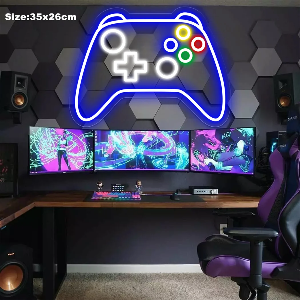 Gamer Neon Sign Gamepad Shaped LED Neon Sign per Gamer Room Decor Gaming Wall Decor USB Powered Gamer Gifts for Teens Boys Kids