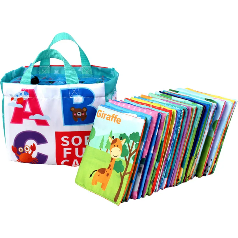 Fabric ABCD Card Book Learn English Alphabet for Kid Learning Abcdefghijklmnabc Toy Smart for 1 to 4 Year Montesorri Educational