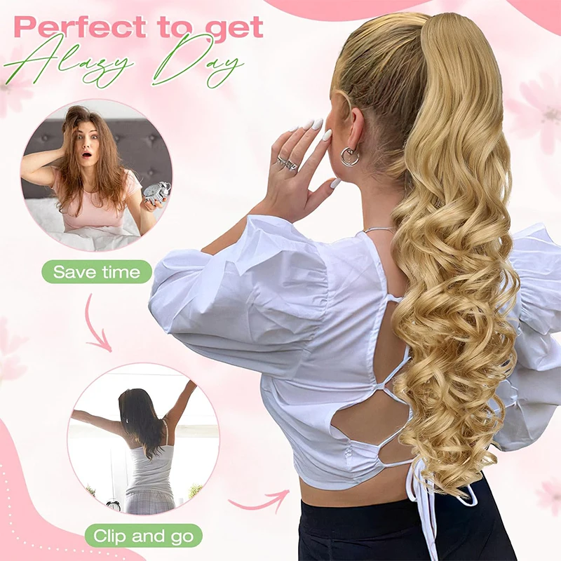 Ponytail Extensions 30'' Claw Clip Ponytail Long Curly Wavy Pony Tails Hair Extensions Synthetic Horse Tail Hairpiece for Women image 4