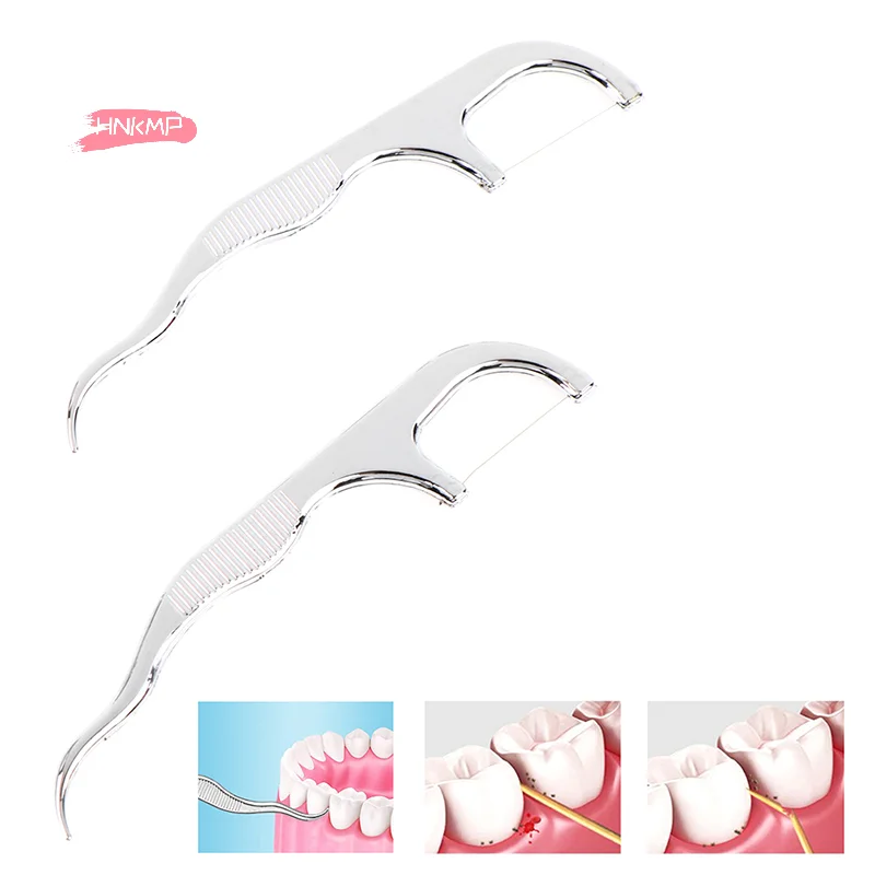 1Set Zahnstocherhalter aus Edelstahl mit Box Zahnseide wiederverwendbar Soft Touch rutschfester Griff Reisegröße