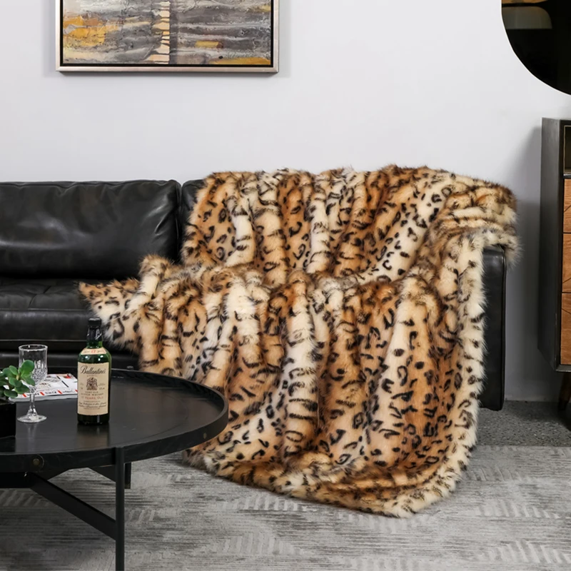 Nordic Super Soft Shaggy Faux Fur Blanket Luxury home Decorative Winter Warm Plush Thick Blankets  For Bed Sofa Couch 150*200cm