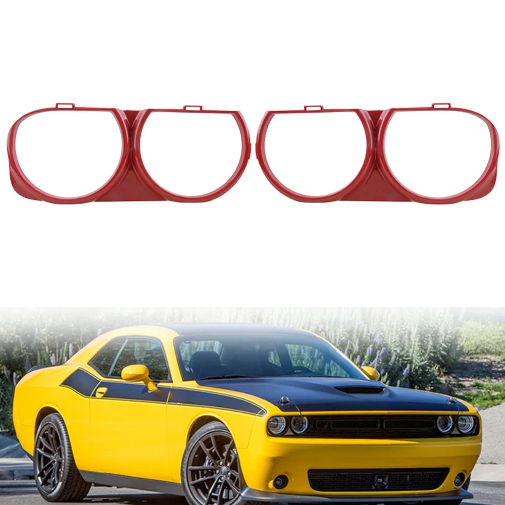 

2pcs Car Headlight Bezel Covers Left and Right 68259052AB 68259053AB For Dodge Challenger GT R/T Scat Pack SRT