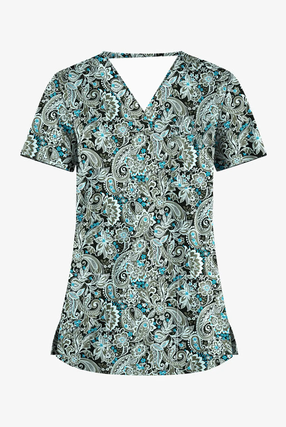 Bedrukte Scrub Vrouwen Scrub Top Onregelmatige Kraag Scrub Top Pocket Korte Mouw Vlinder Verpleegster Uniform Dierenwinkel Overalls