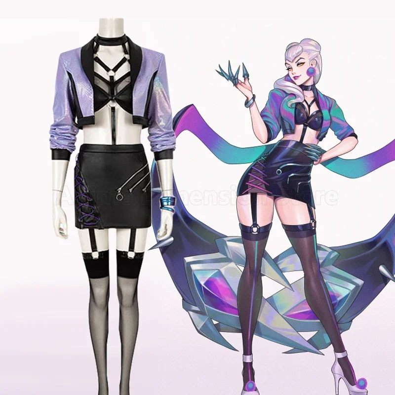 Nuovo LOL KDA Girl Group Evelynn Costumi Cosplay Uniforme da gioco con parrucche Abiti Vestito di carnevale di Halloween per donne Ragazze