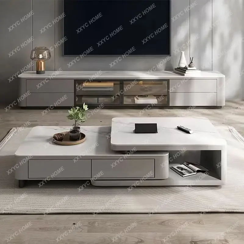

MM Integrated rock slab coffee table small apartment living room simple modern rectangle