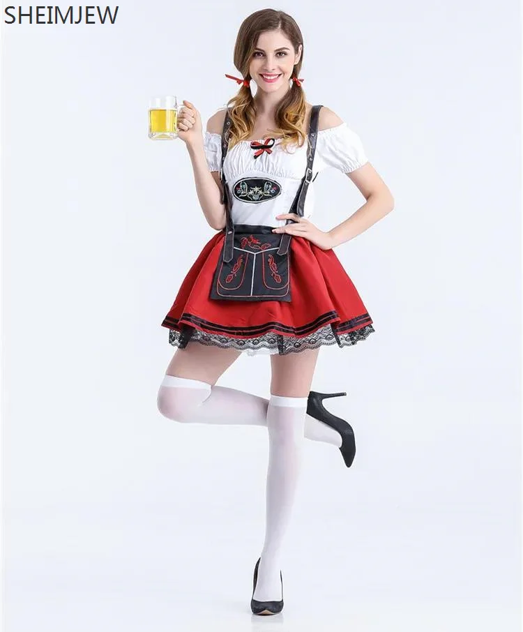 

October Festival Beer Bar Waiter Cosplay Costume German Oktoberfest Dirndl Dress Halloween Carnaval Maid Party Fancy Dress Up