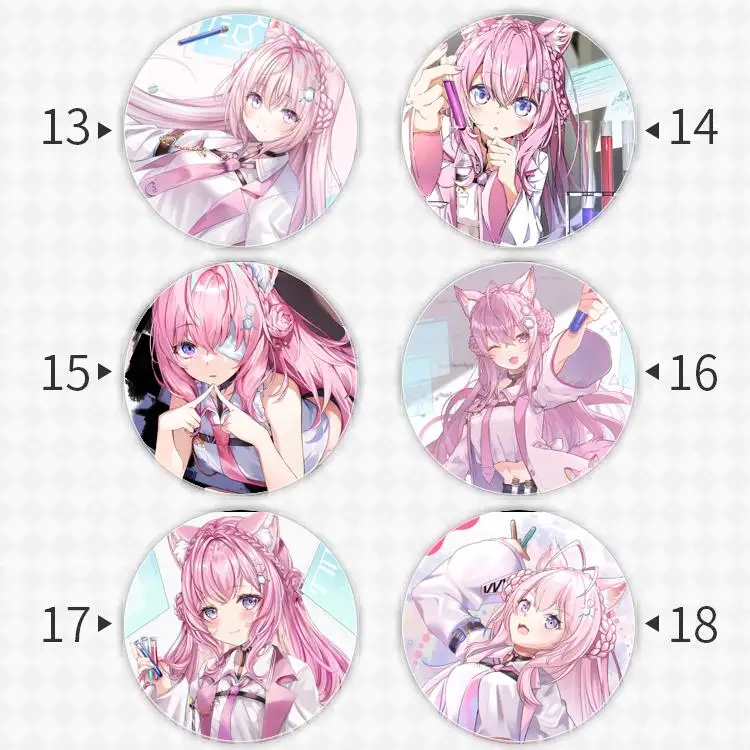 شارة الرسوم المتحركة أنيمي للزينة على ظهره ، بروش تأثيري ، على ظهره لتقوم بها بنفسك ، ملحقات مرساة ، Hakui Koyori ، YouTuber VTuber ، 58 مللي متر