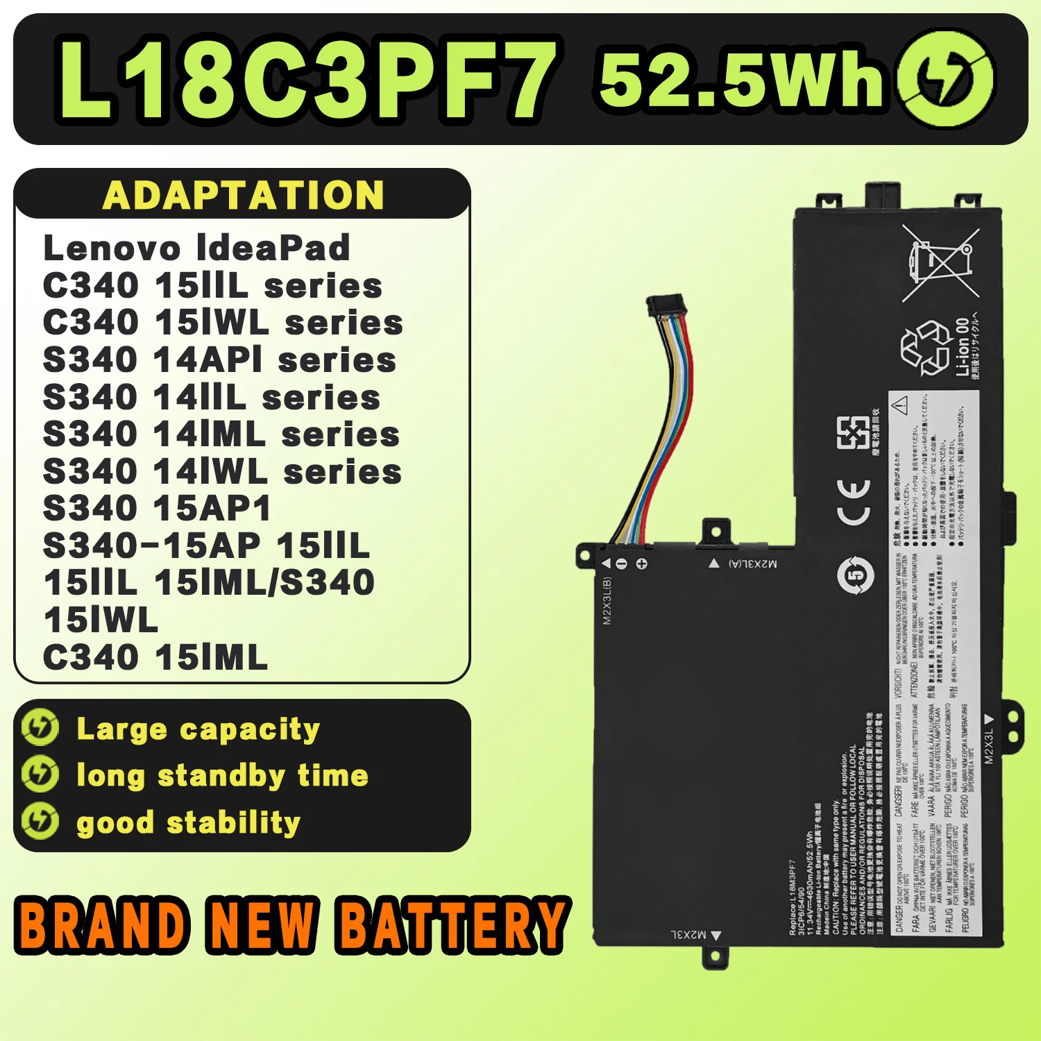 

SAT Laptop Battery for Lenovo L18C3PF7 L18C3PF6 L18M3PF7 IdeaPad S340-14IML S340-15API S340-15IWL L18L3PF2 L18M3PF6 36WH