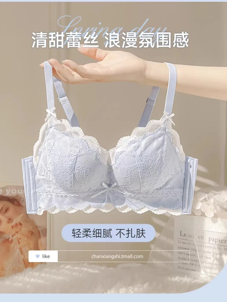 Kleiner Brust-BH, Push-Up-Spitzen-Bralette im japanischen Stil mit gepolsterten Einsätzen, Anti-Durchhang-Sexy-Dessous für Damen, bequeme Unterwäsche