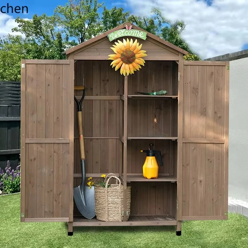 GZ-8 Storage Cabinet Outdoor Organizer Storage Cabinet Garden Balcony Wooden Courtyard Rainproof