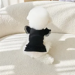Spring Lace Flying Sleeve Pet Vest Pet Base Shirt Teddy Bear Base Shirt Cat T-shirt Top Puppy Clothes Vest