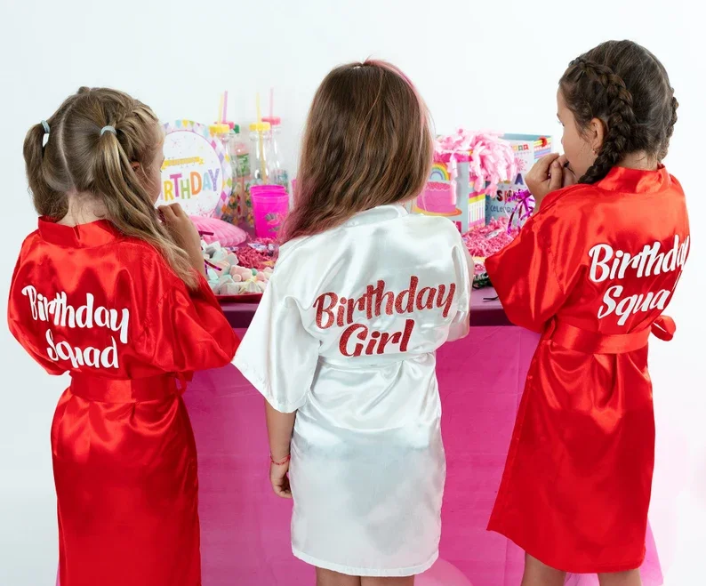 Birthday Kids Robes for Girls Kids Spa Party Robe Birthday Girl Gift Personalized Sleepover Robe Custom Wedding Bridesmaid Robes