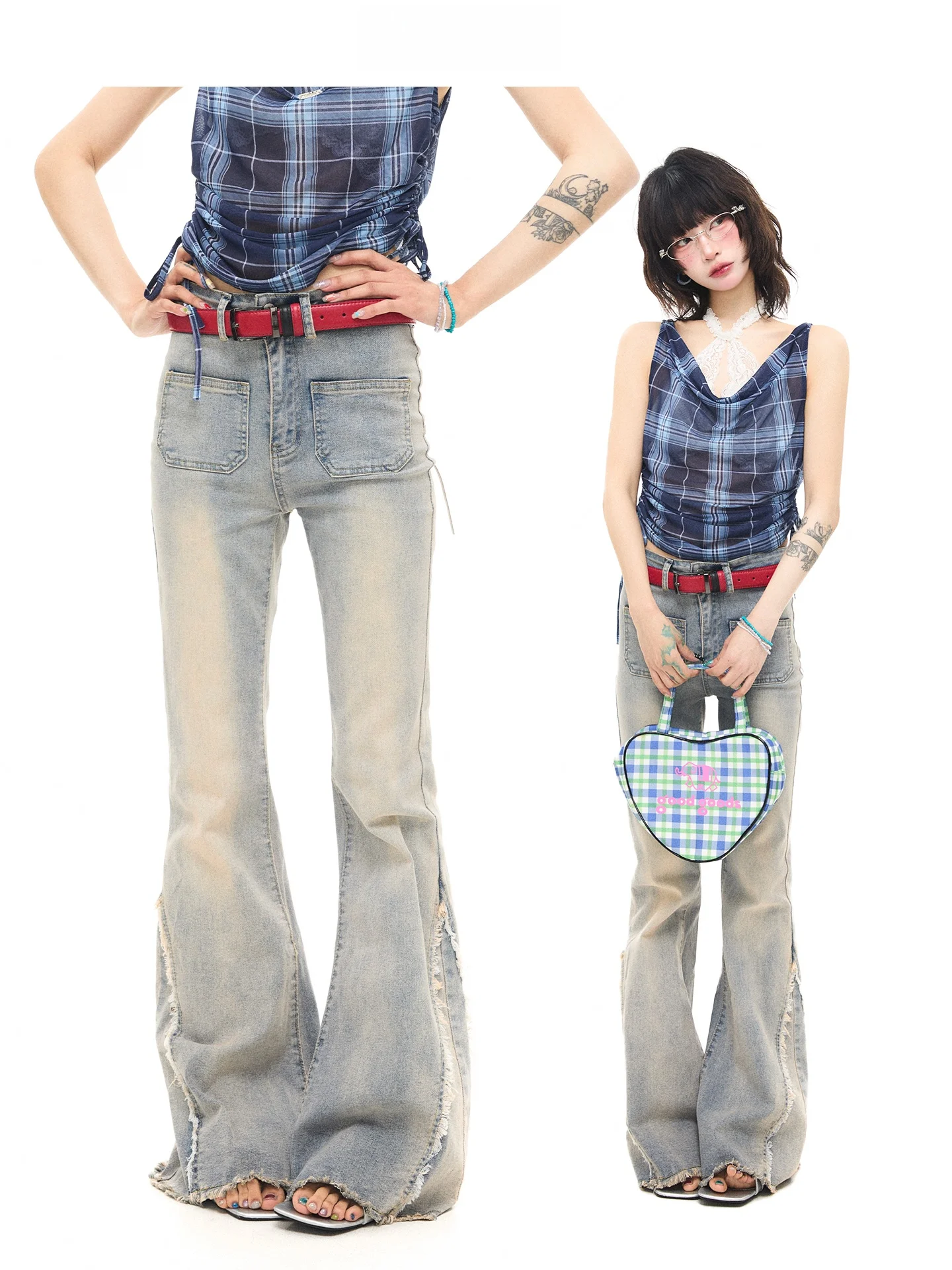 

Low Waist Bell Bottom Jeans Women's Spring Fashion Design Slimming Hoof Pants ASTRSK Korean Style Ladies Jeans