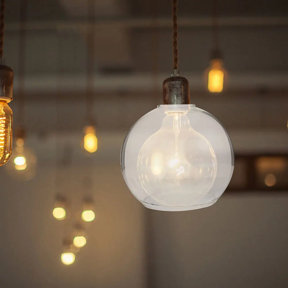 

Прозрачный стеклянный глобус, подвесной светильник, абажур E27, двойное отверстие, сферическая лампа с двойным отверстием, крышка для домашнего декора фермерского дома, ретро абажур