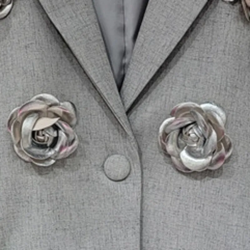 HKSH Herbst Neue Frauen High Street Stilvolle Dreidimensionale Blume Einzigen Taste drehen-unten Kragen Casual Trendy Weste HK7801