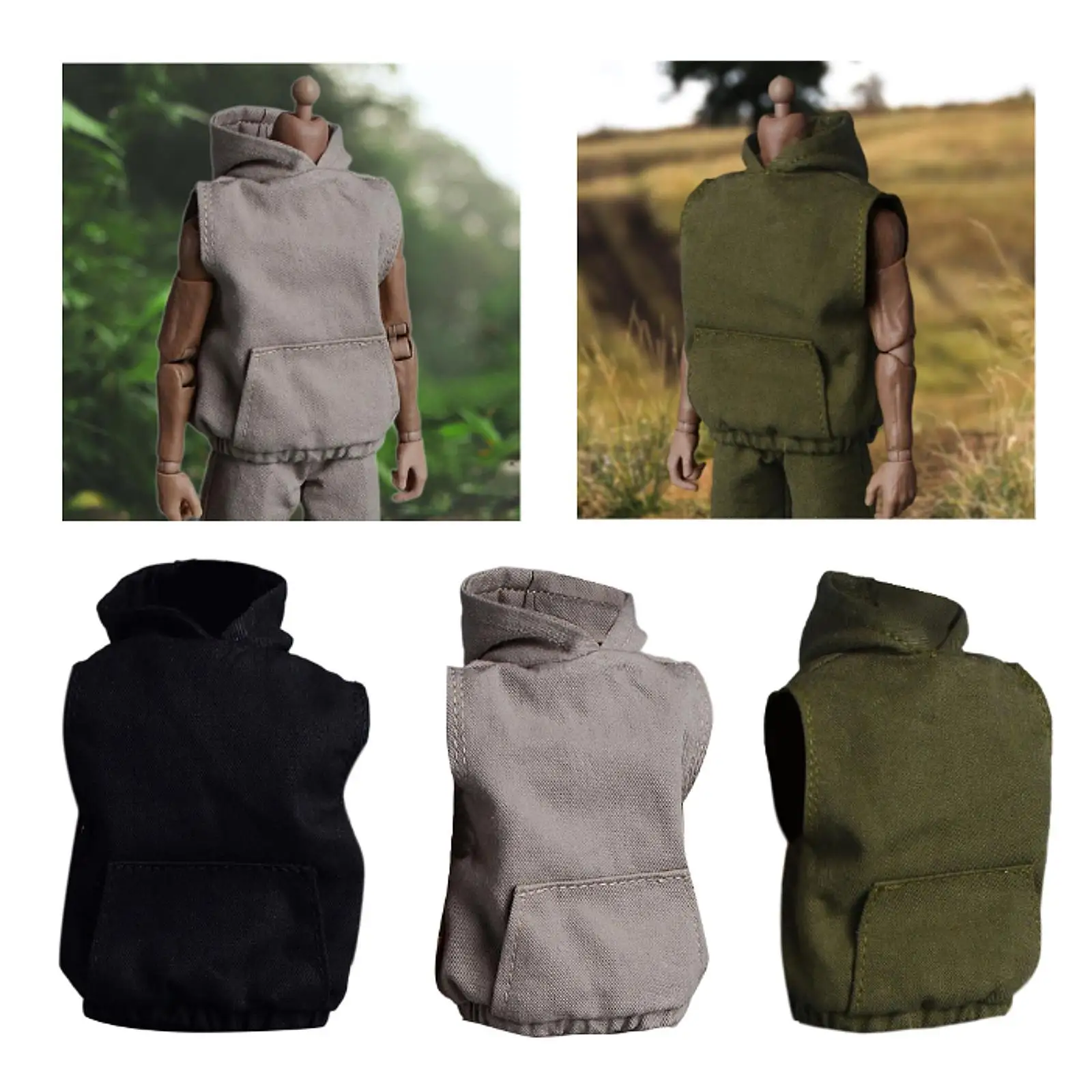 Pakaian Boneka Fashion Hoodie Skala 1/12 untuk Tubuh Figur Aksi 6''